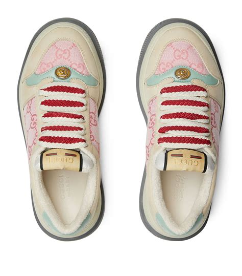 gucci pink canvas sneakers|Gucci fur sneakers women's.